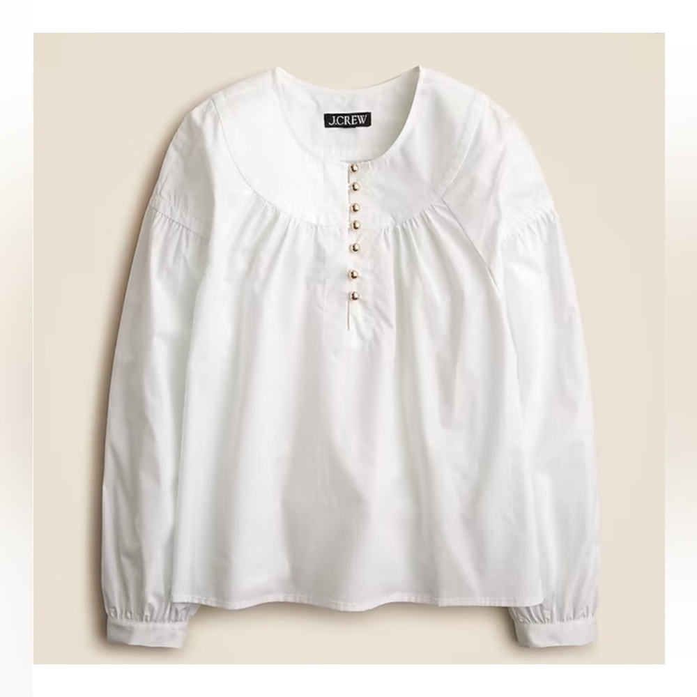 J.Crew Shirred popover top in cotton poplin CI522